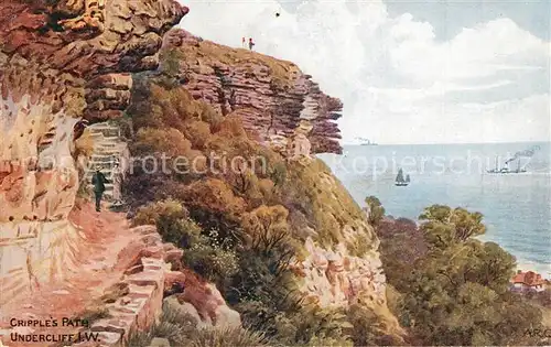 AK / Ansichtskarte Isle_of_Wight_UK Cripples Path Undercliff Coast Painting Kuenstlerkarte Isle_of_Wight_UK