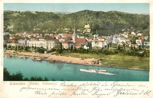 Bad_Schandau Panorama Blick ueber die Elbe Bad_Schandau