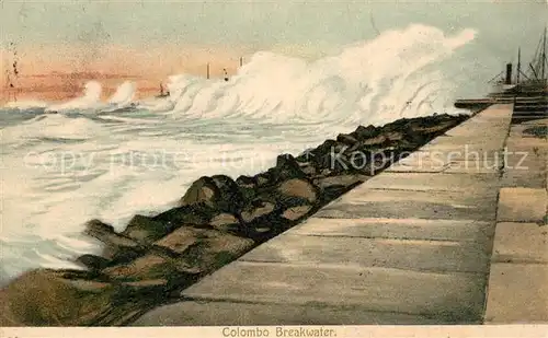 AK / Ansichtskarte Colombo_Ceylon_Sri_Lanka Breakwater Brandung Kuenstlerkarte Colombo_Ceylon_Sri_Lanka