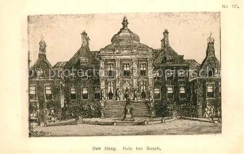 AK / Ansichtskarte Den_Haag Huis ten Bosch Zeichnung Den_Haag