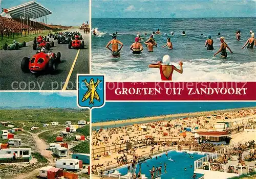 AK / Ansichtskarte Zandvoort_Holland Strand Freibad Campingplatz Autorennen Zandvoort_Holland