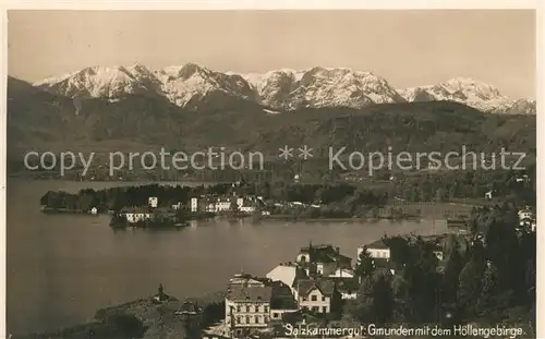 AK / Ansichtskarte Gmunden_Salzkammergut Panorama Hoellengebirge Gmunden Salzkammergut