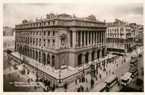 AK / Ansichtskarte Marseille_Bouches du Rhone Bourse Exchange Building Strassenbahnen Marseille