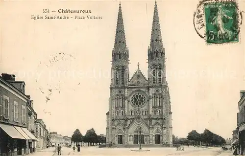 AK / Ansichtskarte Chateauroux_Indre Eglise Saint Andre Place Voltaire Chateauroux Indre