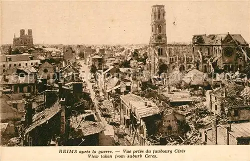 AK / Ansichtskarte Reims_Champagne_Ardenne apres la guerre Vue prise du faubourg Ceres  Reims_Champagne_Ardenne