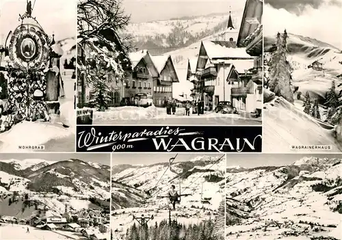 AK / Ansichtskarte Wagrain_Salzburg Mohrgrab Ortsmotiv Winterlandschaft Alpen Sessellift Wagrain Salzburg