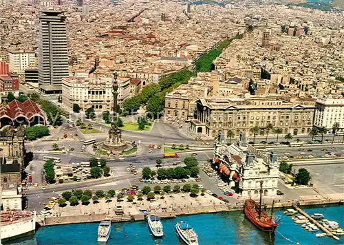 AK / Ansichtskarte Barcelona_Cataluna Plaza del Portal de la Paz Monumento a Colon vista aerea Barcelona Cataluna