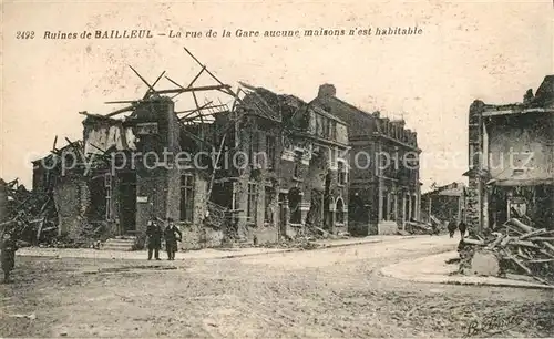 AK / Ansichtskarte Bailleul_Nord Ruines Rue de la Gare  Bailleul_Nord