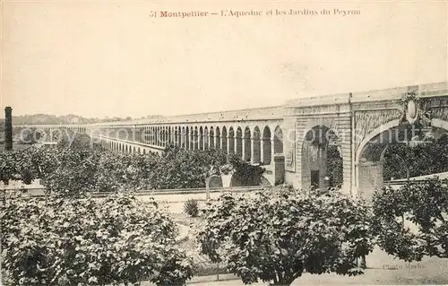 AK / Ansichtskarte Montpellier_Herault Aqueduc et les Jardins du Peyron Montpellier Herault