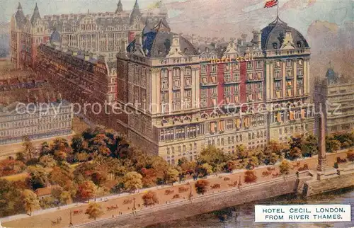 AK / Ansichtskarte London Hotel Cecil from River Thames London