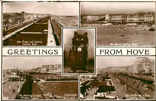 AK / Ansichtskarte Hove_Brighton Sea Front and Lawns The Beach The Bowling Greens  Hove Brighton