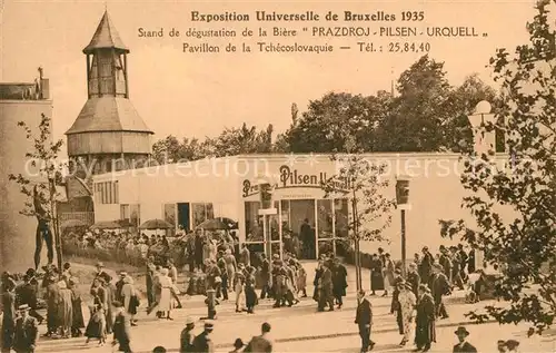 AK / Ansichtskarte Exposition_Internationale_Bruxelles_1935 Pavillon de la Tchecoslovaquie Stand de degustation de la Biere Prazdroj Pilsen Urquel  