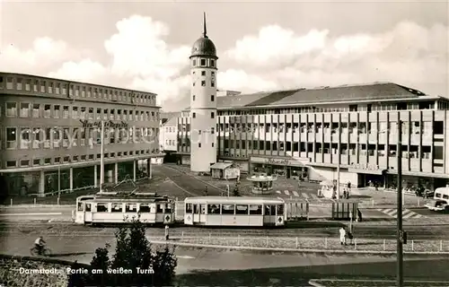 AK / Ansichtskarte Strassenbahn Darmstadt Weisser Turm  