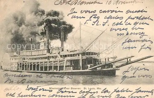 AK / Ansichtskarte Dampfer_Schaufelrad Mississippi River Steamer St. Louis  