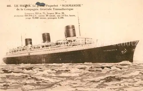 AK / Ansichtskarte Dampfer_Oceanliner Le Havre Paquebot Normandie  