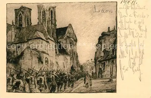 AK / Ansichtskarte Laon_Aisne Kirchenpartie K?nstlerkarte Laon_Aisne