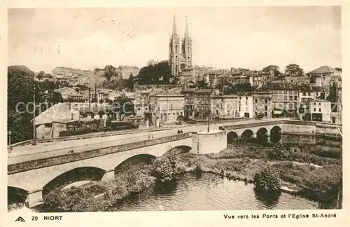 AK / Ansichtskarte Niort Vue vers les Ponts Eglise Saint Andre Niort