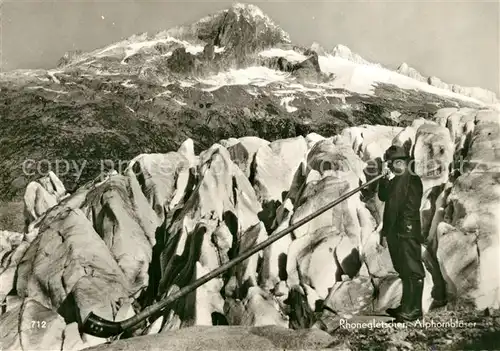 AK / Ansichtskarte Alphorn Alphornbl?ser Rhonegletscher  