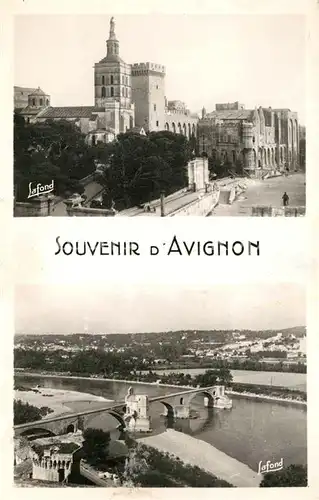 AK / Ansichtskarte Avignon_Vaucluse Vue densemble de ND des Doms et du Palais des Papes Pont St Benezet sur le Rhone Avignon Vaucluse