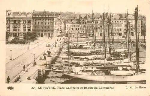 AK / Ansichtskarte Le_Havre Place Gambette et Bassin du Commerce Le_Havre