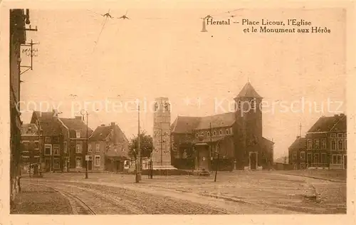 AK / Ansichtskarte Herstal Place Licour lEglise et le Monument aux Heros Herstal