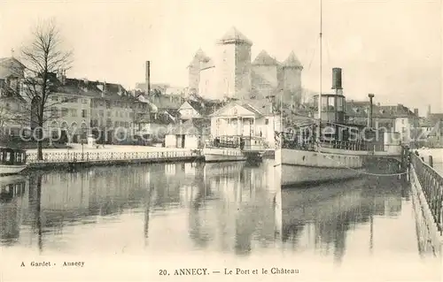 AK / Ansichtskarte Annecy_Haute Savoie Le Port et le Chateau Bateaux Annecy Haute Savoie