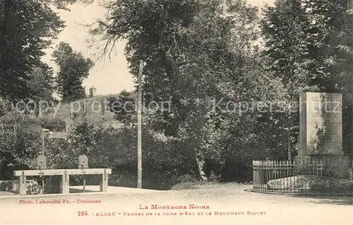 AK / Ansichtskarte La_Montagne_Noire Alzau Vannes de la prise dEau et le Monument Riquet 