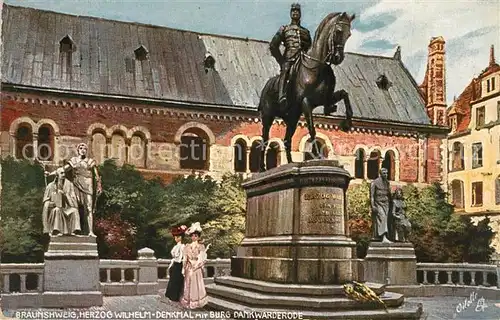 AK / Ansichtskarte Braunschweig Herzog Wilhelm Denkmal Burg Dankwarderode Kuenstlerkarte Braunschweig