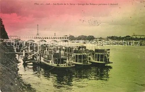 AK / Ansichtskarte Auteuil_Paris Les Bords de la Seine Garage des Bateaux parisiens Auteuil Paris