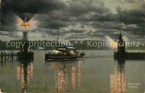 AK / Ansichtskarte Konstanz_Bodensee Hafen Nachtaufnahme Konstanz_Bodensee