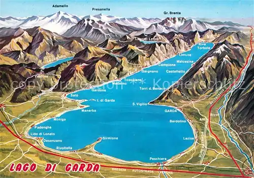 AK / Ansichtskarte Lago_di_Garda Panoramakarte Lago_di_Garda