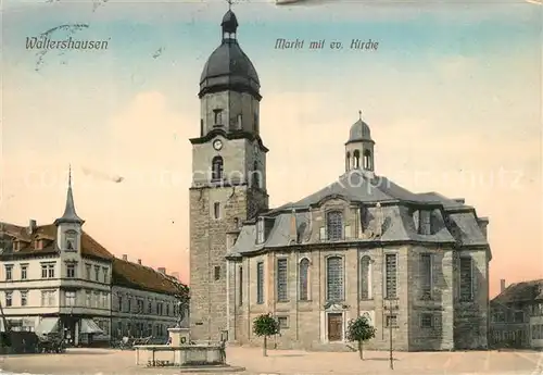 AK / Ansichtskarte Waltershausen_Gotha Markt mit Kirche Waltershausen Gotha