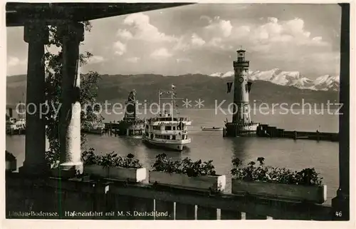 AK / Ansichtskarte Lindau_Bodensee Hafeneinfahrt MS Deutschland Lindau Bodensee