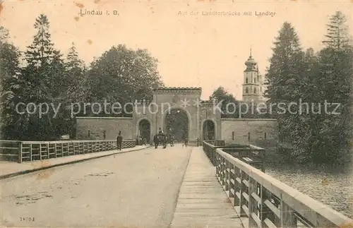 AK / Ansichtskarte Lindau_Bodensee Landtorbruecke Landtor Lindau Bodensee