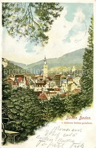 AK / Ansichtskarte Baden Baden Panorama Kirche Blick von Schloss Solms Baden Baden