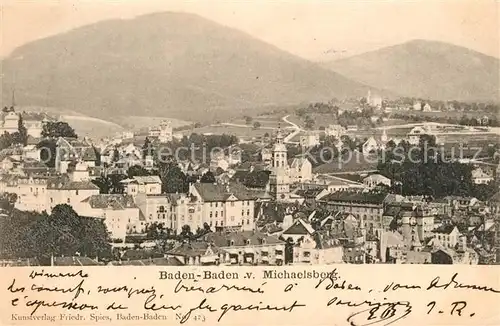 AK / Ansichtskarte Baden Baden Stadtpanorama Blick von Michaelsburg Baden Baden