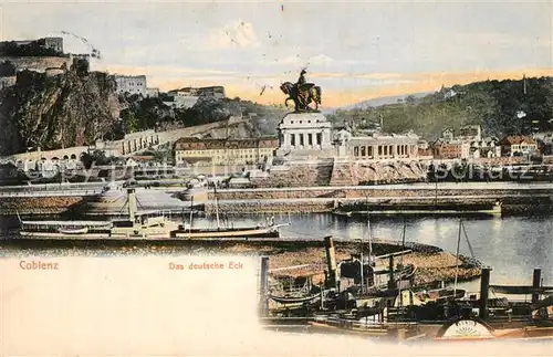 AK / Ansichtskarte Koblenz_Rhein Deutsches Eck Koblenz_Rhein