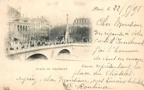 AK / Ansichtskarte Paris Place du Chatelet Paris