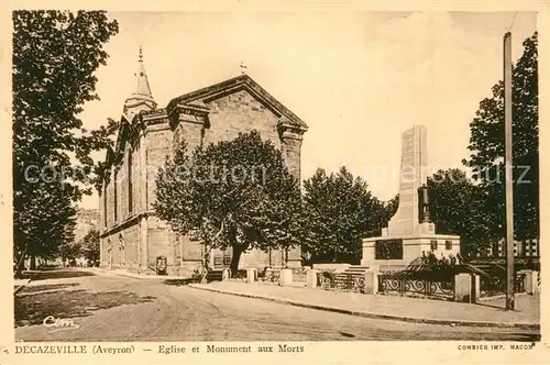 AK / Ansichtskarte Decazeville_Aveyron Eglise et Monument aux Morts Decazeville_Aveyron