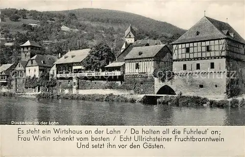 AK / Ansichtskarte Dausenau Altes Wirtshaus an der Lahn Spruch Dausenau