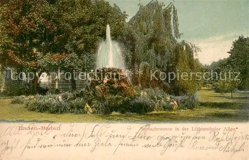 AK / Ansichtskarte Baden Baden Springbrunnen Lichtenthaler Allee Baden Baden