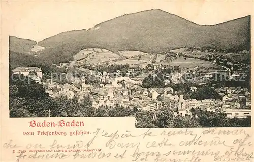 AK / Ansichtskarte Baden Baden Stadtpanorama vom Friesenberg Baden Baden