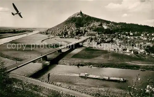 AK / Ansichtskarte Porta_Westfalica Blick vom Jakobsberg mit Weser Wittekindsberg und Kaiser Wilhelm Denkmal Porta_Westfalica