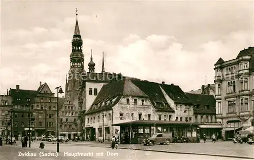 AK / Ansichtskarte Zwickau_Sachsen Hauptmarkt mit Dom Zwickau Sachsen