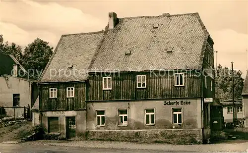 AK / Ansichtskarte Gruenhain_Erzgebirge HO Gaststaette Scharfe Ecke Gruenhain Erzgebirge