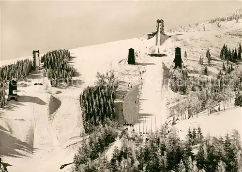 AK / Ansichtskarte Oberwiesenthal_Erzgebirge Sprungschanzen Winterlandschaft Oberwiesenthal Erzgebirge