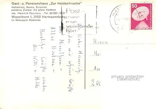 AK / Ansichtskarte Hermannsburg Misselhorn Gast Pensionshaus Zur Heidschnucke Hermannsburg