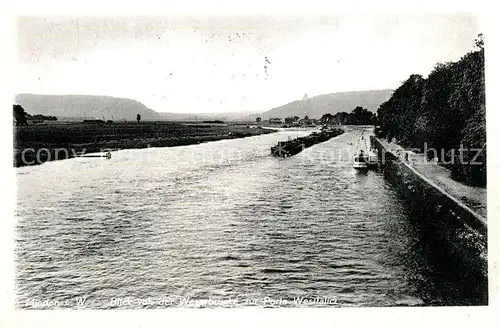 AK / Ansichtskarte Minden_Westfalen Blick von der Weserbruecke zur Porta Westfalica Minden_Westfalen