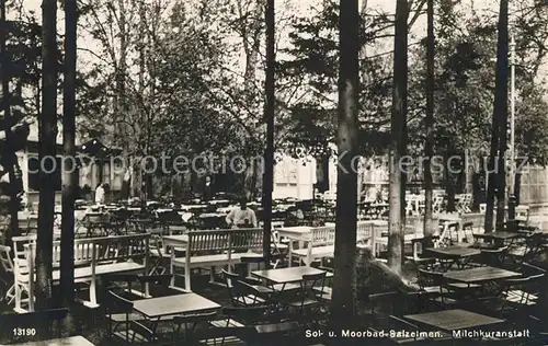 AK / Ansichtskarte Bad_Salzelmen Milchkuranstalt Gaststaette Gartenrestaurant Sol  und Moorbad Bad_Salzelmen