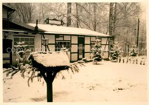 AK / Ansichtskarte Bansin_Ostseebad Gaststaette Forsthaus Langenberg im Winter Bansin_Ostseebad